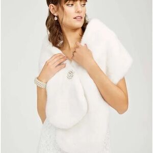 Elegant White Faux Fur Shawl